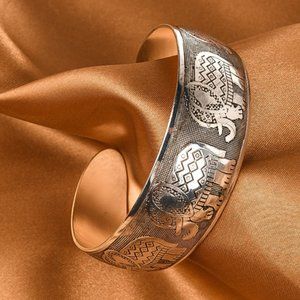 Elephant Tibetan Silver Bracelet 2.8'' diameter